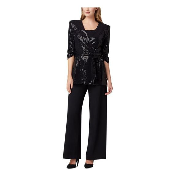TAHARI Womens Black Sequined Blazer Cocktail Jacket Petites Size: PS - Picture 3 of 4